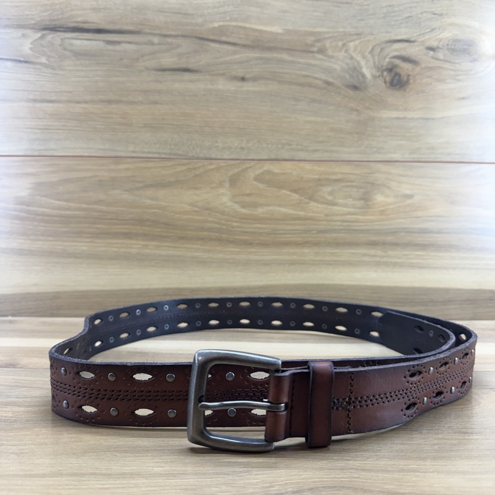 Carhartt Womens Belt 2XL Brown Perf Leather Studded Casual Boho Chic Ranch